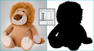 Clipping path product applied on sample teddy-bear Before-after example of an image layer mask in photoshop.