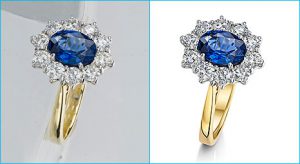 Example of jewelry photo retouching sample image for diamond rings.