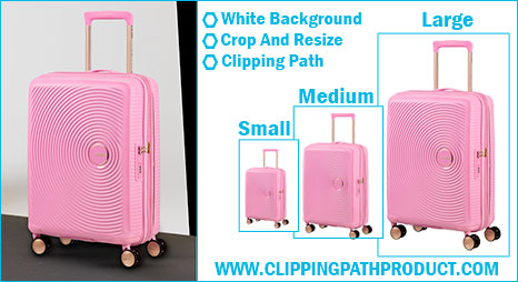 Clipping Path Product crop resize with web image processing for e-commerce sample-image-for-trolley luggage travel bag.