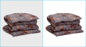 Remove bg from before after sample bed-sheet image done by clipping path product team photo editor.