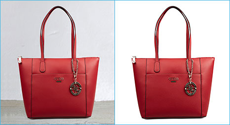 Clipping path before after sample image for ladies bag done by clipping path product team.